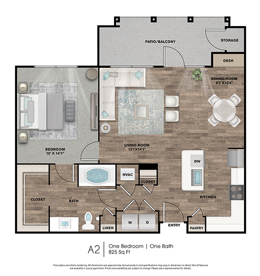 1 BED / 1 BATH 5105 floor plan